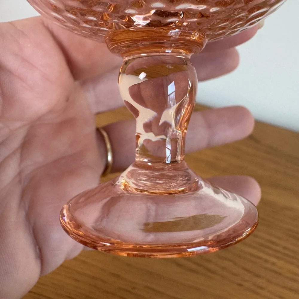 Vintage Pink Depression‎ Glass Footed Dessert Sherbet Cup Champagne Coupe 2.5